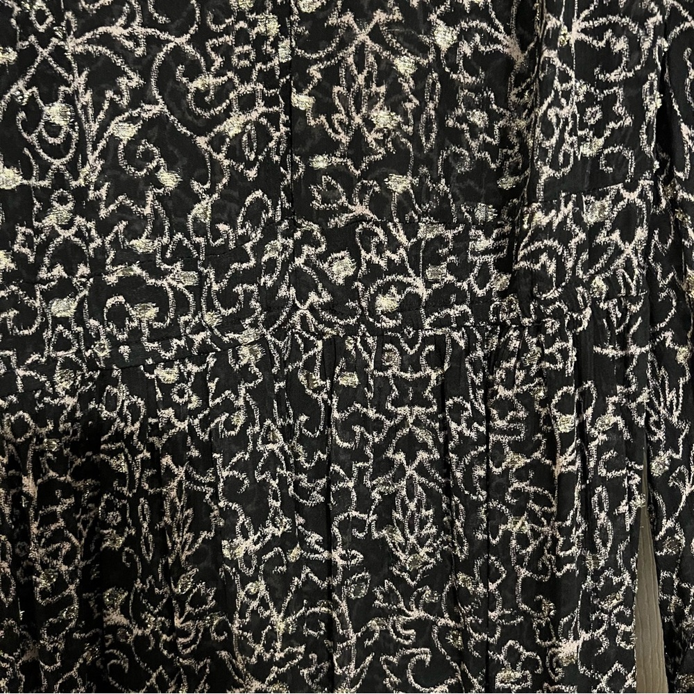 ba&sh Black Floral Long Sleeve Sheer Midi Dress Size 3 US 8-10 - Picture 5 of 5
